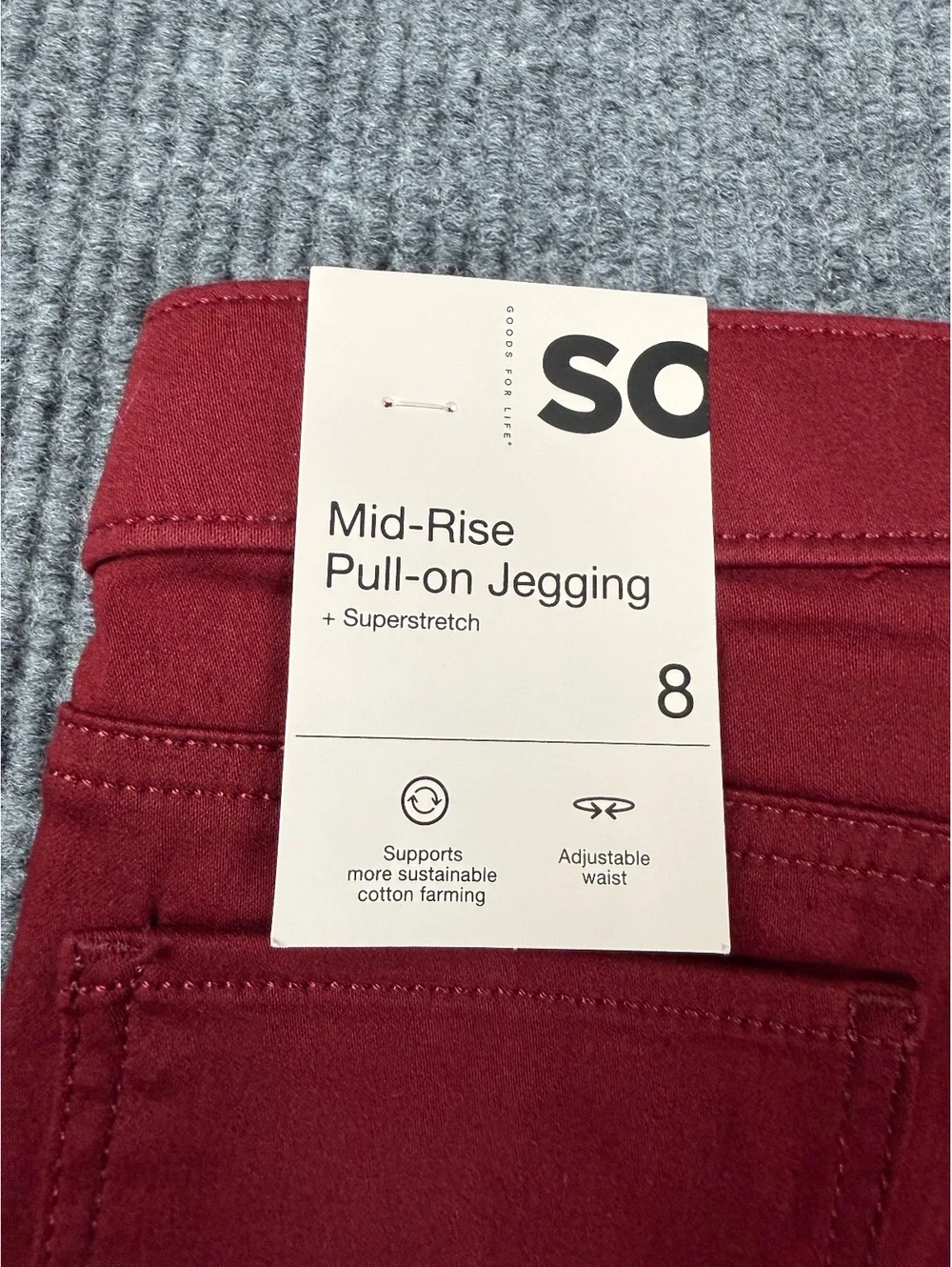 SO Girls Ultimate Twill Jeggings Size 8 Maroon Pull On NWT